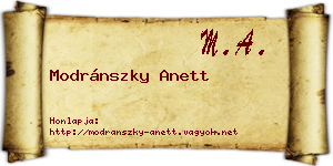 Modránszky Anett névjegykártya